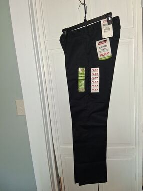 Dickies Black Flat Front FLEX Straight Leg Work Chinos